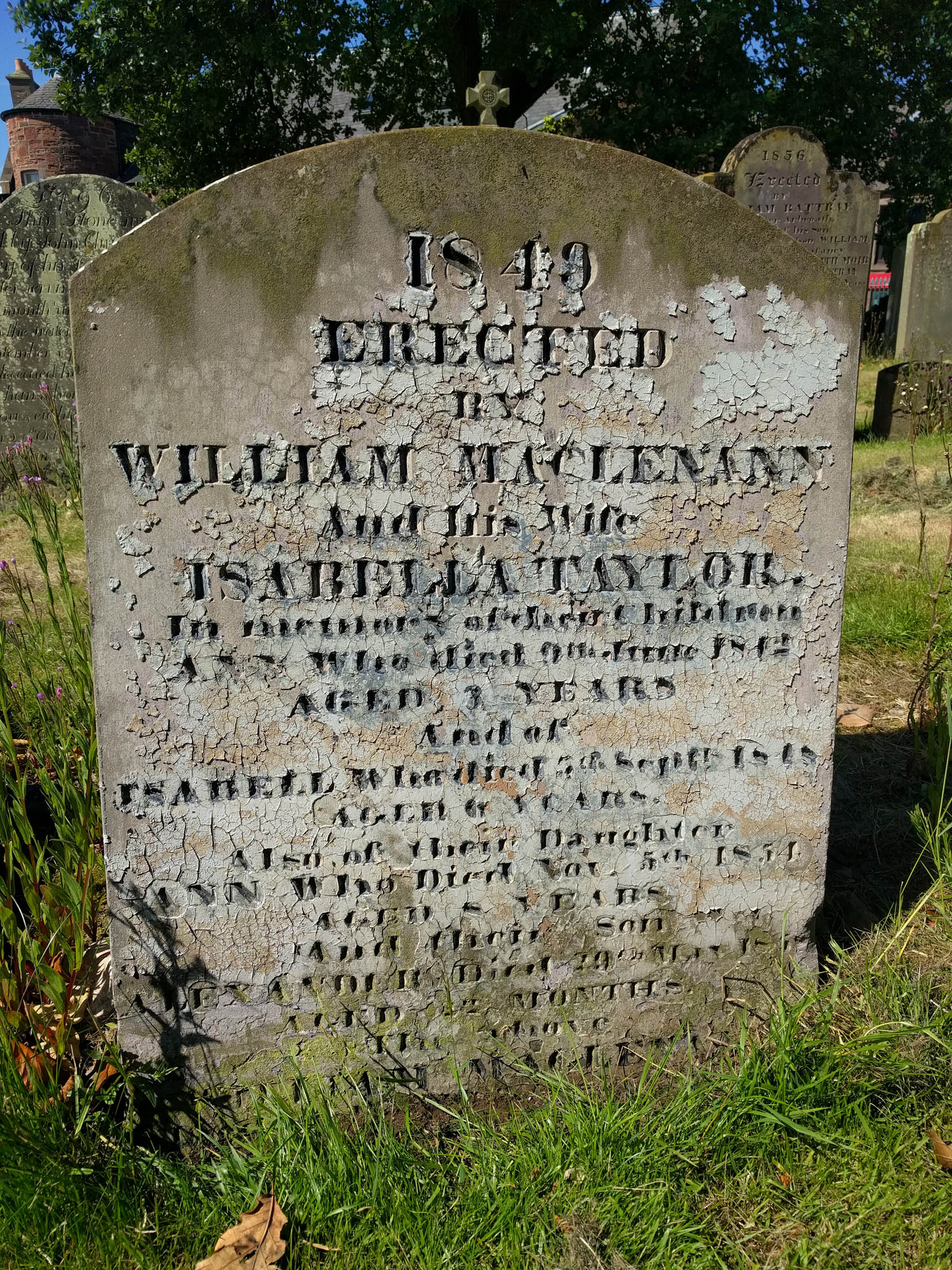 Photo of headstones/William MacLennan died 1883 MI Arbroath